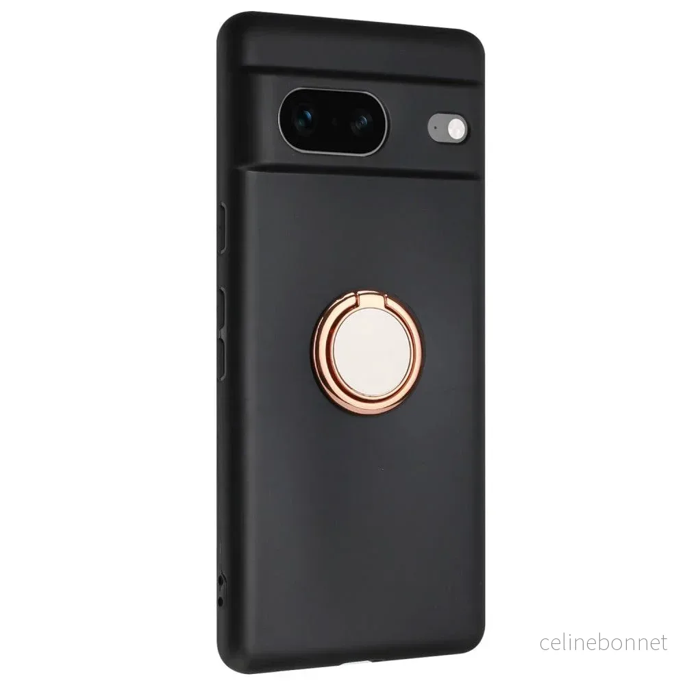Google Pixel 8a Fleksibelt Plast Deksel med Magnetisk Ringstøtte – Sva v:8714353