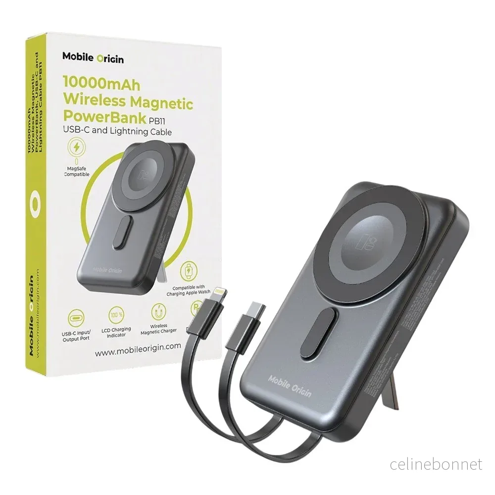 Magnetisk Powerbank 10000mAh Mobile Origin – USB-C og Lightning-kabel v:1134336 Magnetisk Powerbank 10000mAh Mobile Origin – USB-C og Lightning-kabel v:1134336