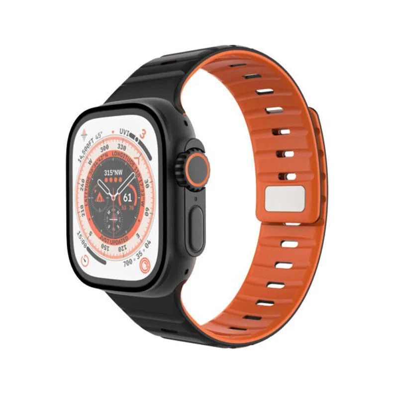 Apple Watch (42/44/SE/45/46/49 mm) Fixed Magnetisk Silikonrem – Svart v:8783311 Apple Watch (42/44/SE/45/46/49 mm) Fixed Magnetisk Silikonrem – Svart v:8783311