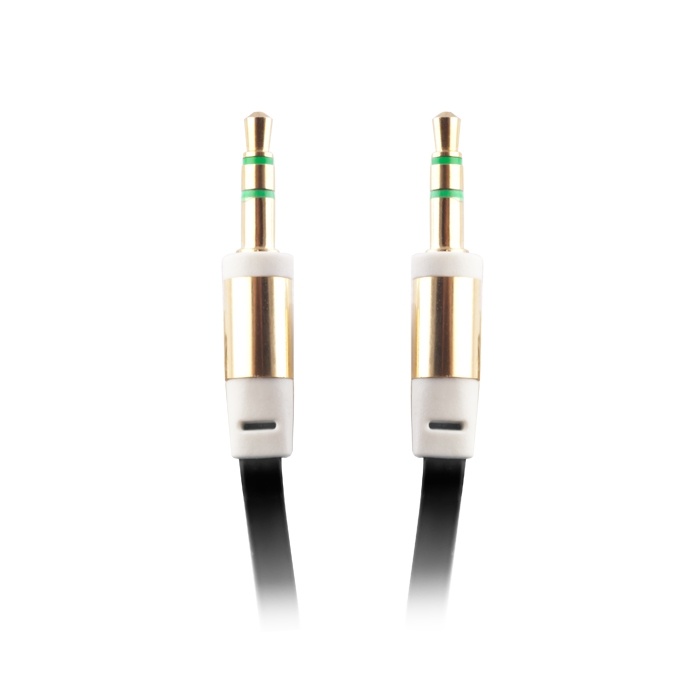 Flat og flokefri AUX-kabel 3,5 mm – 1m, svart (Ha-Ha) v:7251171 Flat og flokefri AUX-kabel 3,5 mm – 1m, svart (Ha-Ha) v:7251171