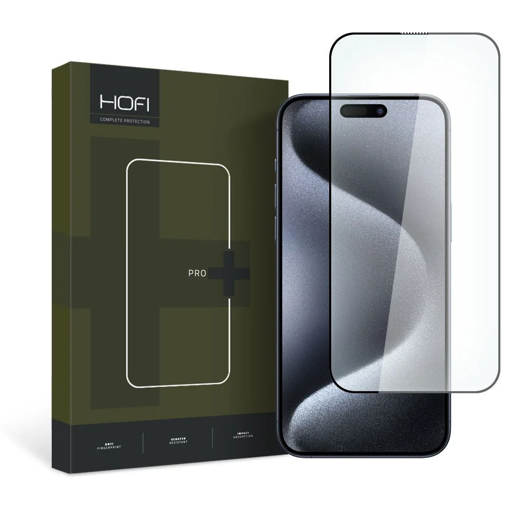 iPhone 15 Pro Max Hofi Glass Pro+ Skjermbeskytter - Case Friendly - Sv v:5170681