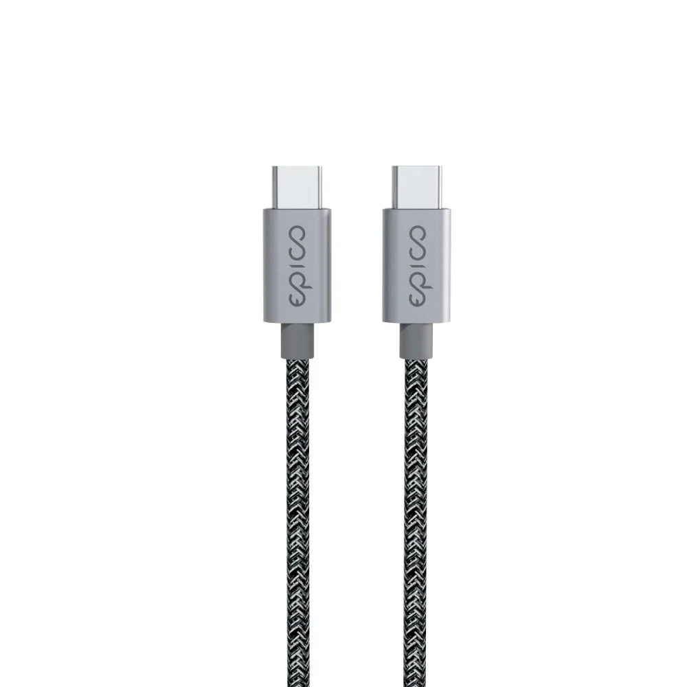 Epico Braided USB-C til USB-C Kabel EPR 240W – 2m – Grå v:2232208 Epico Braided USB-C til USB-C Kabel EPR 240W – 2m – Grå v:2232208