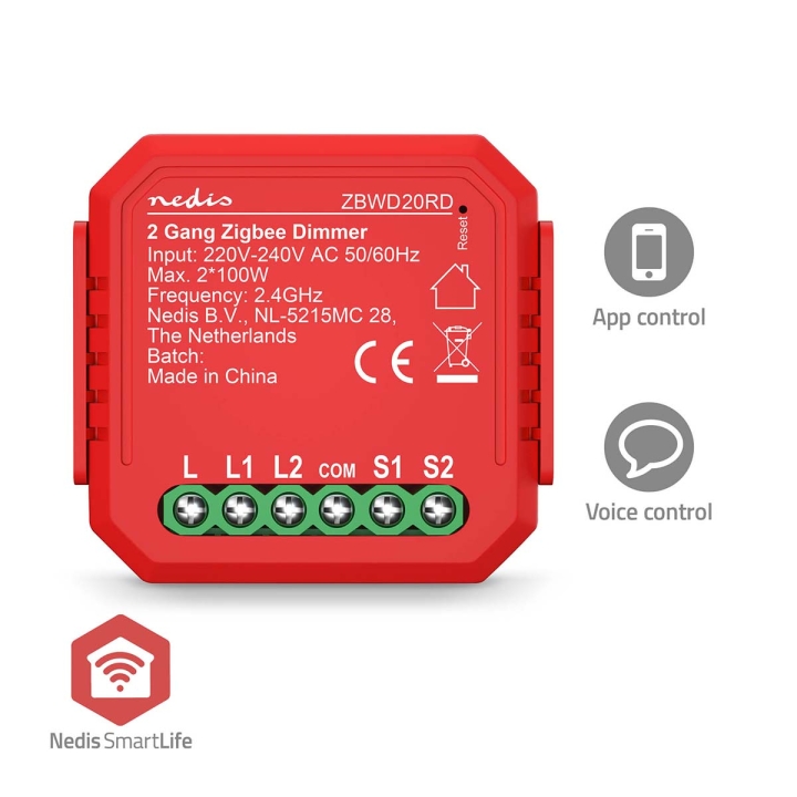 Nedis SmartLife Innebygd Modul | Zigbee 3.0 | Dobbel triac-dimmer | 2 x 100 W | Terminalforbindelse | App tilgjengelig for: Android™ / IOS v:7363495 Nedis SmartLife Innebygd Modul | Zigbee 3.0 | Dobbel triac-dimmer | 2 x 100 W | Terminalforbindelse | App tilgjengelig for: Android™ / IOS v:7363495