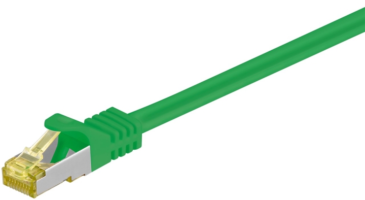 Goobay RJ45 patchkabel S/FTP (PiMF), 500 MHz, med CAT 7 råkabel, grön, 10 m LSZH halogenfri kabelhölje, koppar, RJ45-kontakt (CAT 6A) v:4933143