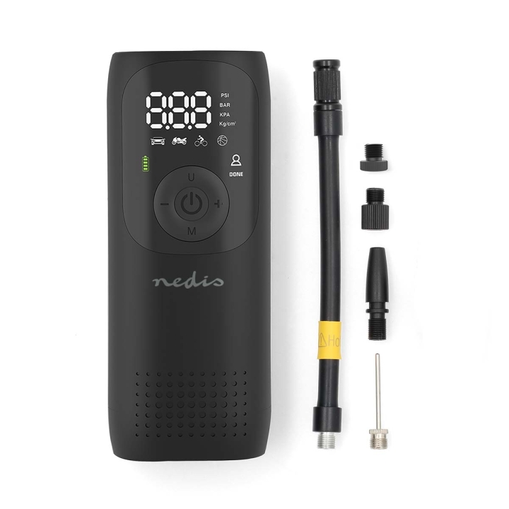 Nedis Oppladbar luftkompressor | 0.1 – 10.3 Bar | Dunlop Ventil | Driftsmodi: Bil / Motorsykkel / Sykkel / Ball | Lufttrykkmåler v:5291541 Nedis Oppladbar luftkompressor | 0.1 – 10.3 Bar | Dunlop Ventil | Driftsmodi: Bil / Motorsykkel / Sykkel / Ball | Lufttrykkmåler v:5291541