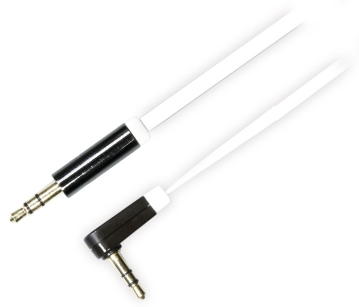 DELTACO ljudkabel, vinklad 3,5mm hane till 3,5mm hane, 1m, vit v:3321035