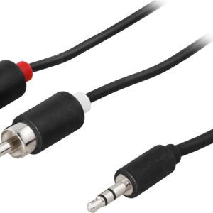 DELTACO lydkabel, 3,5mm output-2xRCA output 5m,svart v:2300084