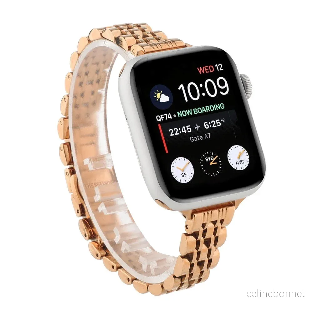 Apple Watch (38/40/SE/41/42mm) Klokkerem i Rustfritt Stål - Rosagull v:8271087