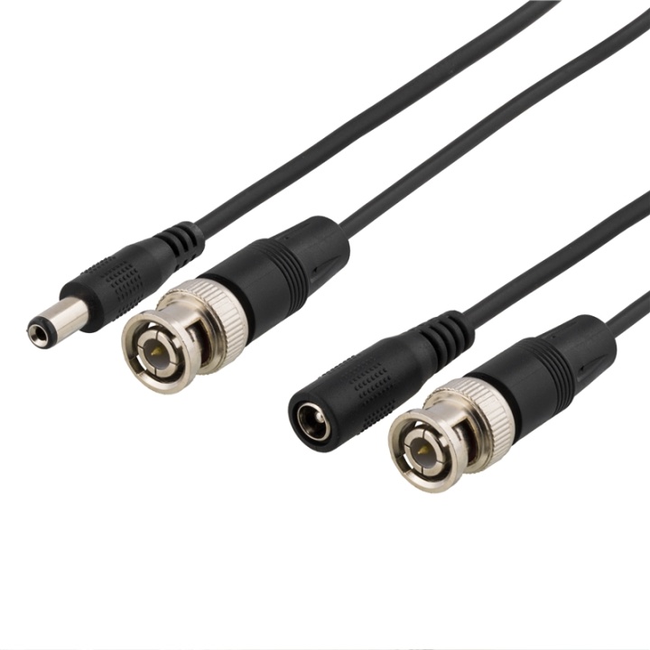 DELTACO koaxial kabel med BNC og strøm, BNC ha – ha, 2,1mm, 50m, svart v:4375684
