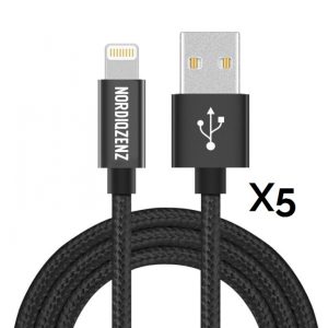 5-pk NORDIQZENZ lynkabel i tekstil, 1 m, svart v:5870339