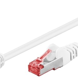 Goobay CAT 6-koblingskabel, 1x 90° vinklet, S/FTP (PiMF), hvit, 3 m kobberleder (CU), halogenfri kabelmantel (LSZH), snaplås på toppen v:3180226