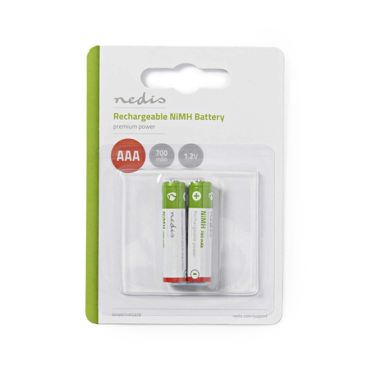 Nedis Oppladbare Ni-MH batteri AAA | 1.2 V DC | 700 mAh | Forhånds ladet | 2-Pakke v:8120242