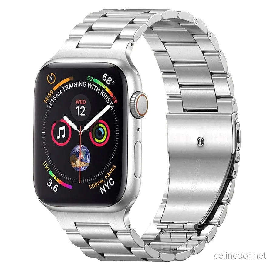 Lippa Apple Watch (42/44/SE/45/46/49mm) Rem i Rustfritt Stål – Sølv v:7586129