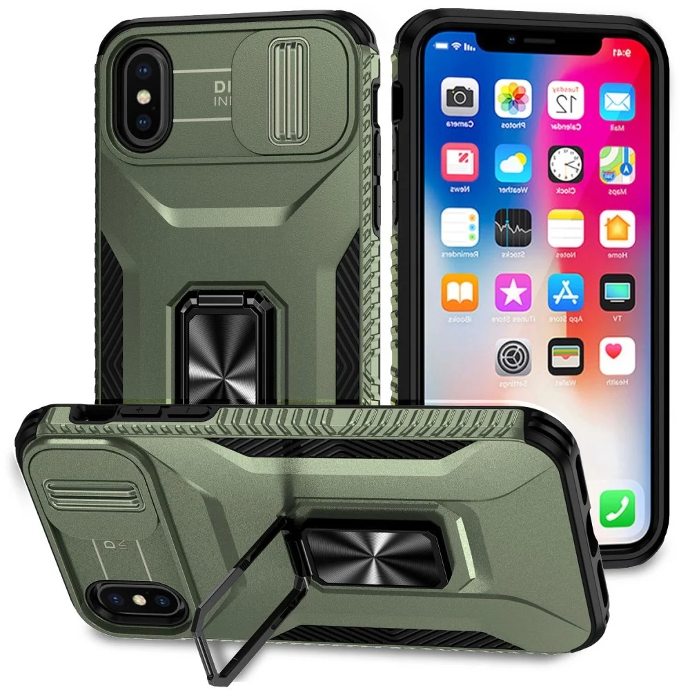 EIDERWOOD iPhone X / XS Bakdeksel med Magnetisk Kickstand Og Cam Slide v:8954746