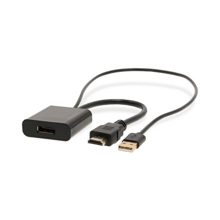 Nedis HDMI™ Adapter | HDMI ™ -kontakt | DisplayPort Han / USB-A Han | Gull belagt | Rett | PVC | Sort | 1 stk. | Boks v:2724230