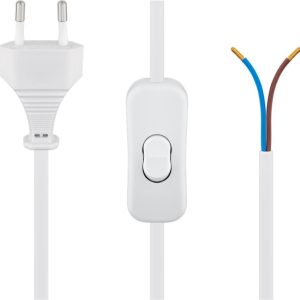 Goobay Euro-pluggkabel for montering – med bryter, 1,5 m, hvit Euro-plugg (type C, CEE 7/16) > løse kabelender v:1429529 Goobay Euro-pluggkabel for montering – med bryter, 1,5 m, hvit Euro-plugg (type C, CEE 7/16) > løse kabelender v:1429529