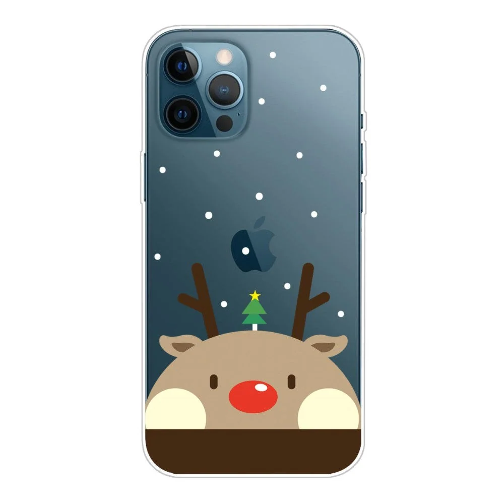 iPhone 14 Pro Fleksibel Plast Jul Deksel - Juletre med Reinsdyr v:876958