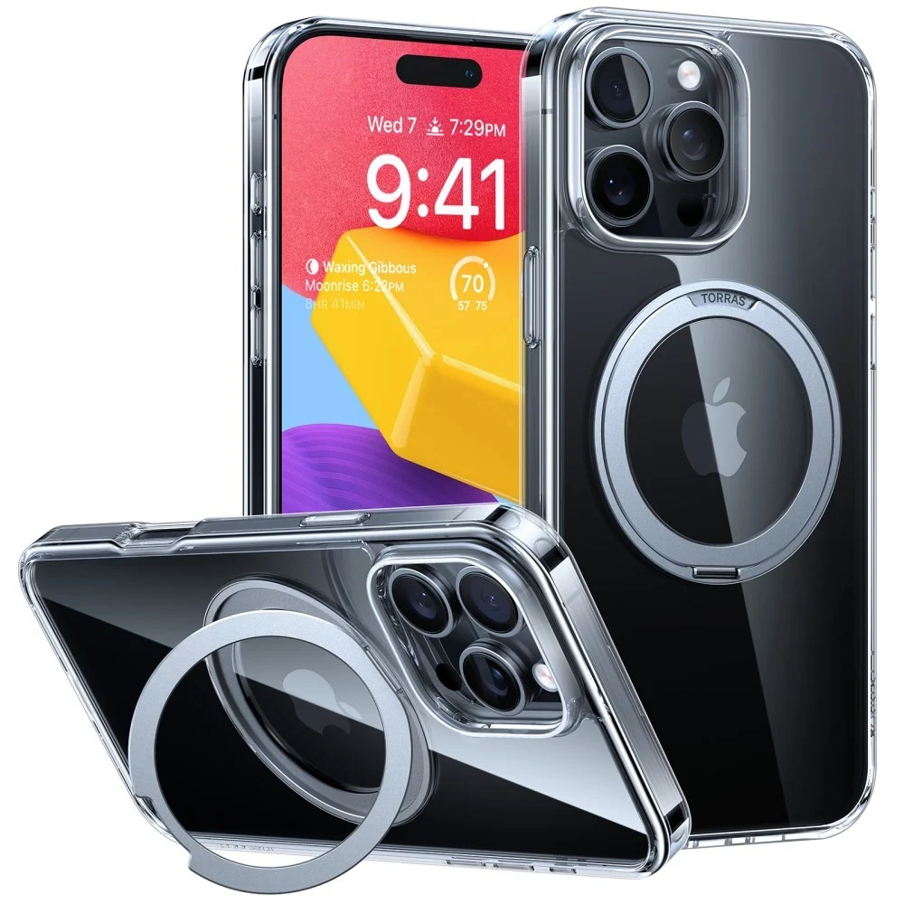 TORRAS iPhone 16 Pro Max Plast Deksel m. Støttering – MagSafe Kompatib v:4040941