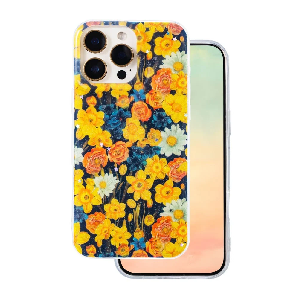 iPhone 16 Pro TFO Glow Glam Deksel – Oransje / Blomster v:5856737 iPhone 16 Pro TFO Glow Glam Deksel – Oransje / Blomster v:5856737