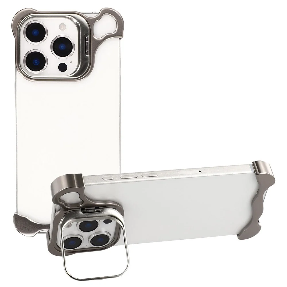 iPhone 16 Pro Todelt Metall Bumper Deksel m. Støttefunksjon & Linsebes v:7587233 iPhone 16 Pro Todelt Metall Bumper Deksel m. Støttefunksjon & Linsebes v:7587233