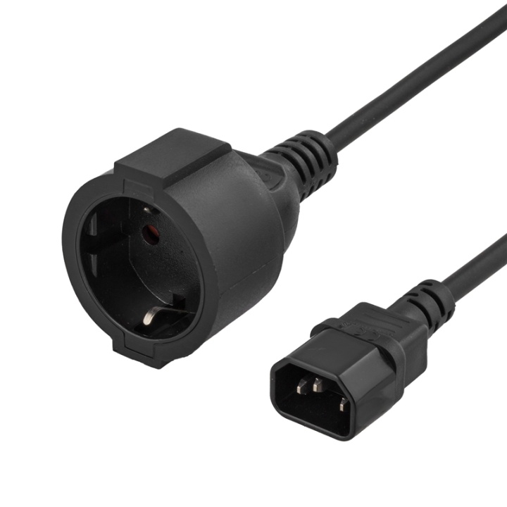 DELTACO apparatadapter, IEC C14 hane till CEE 7/4 (Schuko) hona, 1m v:8213917