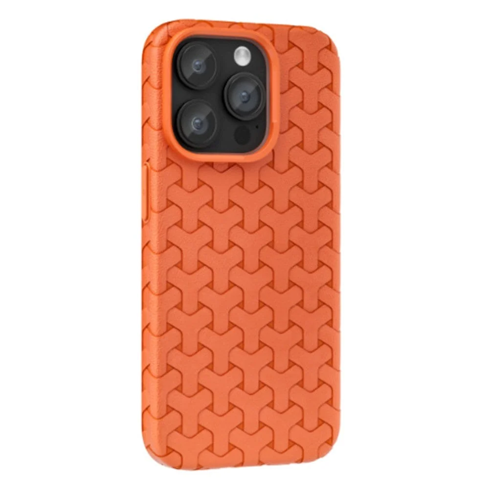 iPhone 15 Pro Fleksibelt Plastdeksel - Flettet Tekstur - Oransje v:6866960