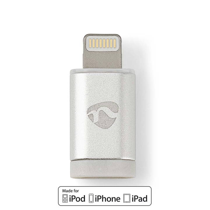 Nedis Lightning Adapter | Apple Lightning 8-Pinners | USB Micro-B Hun | Gull belagt | Rund | Aluminium | Deksel Vindusboks v:4619713