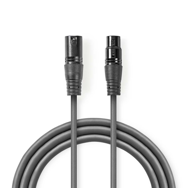 Nedis Balansert lydkabel | XLR 3-Pin Han | XLR 3-Pin Hun | Nikkel belagt | 5.00 m | Rund | PVC | Mørk Grå | Pappetui v:7757551