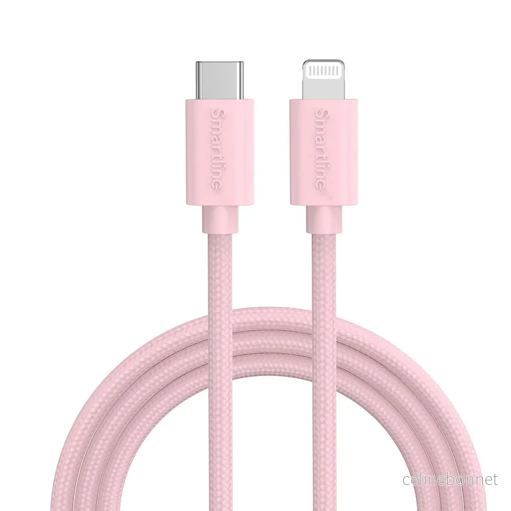 Smartline (3A/27W) USB-C til Lightning Braidy Kabel 2m – Rosa v:5436306 Smartline (3A/27W) USB-C til Lightning Braidy Kabel 2m – Rosa v:5436306