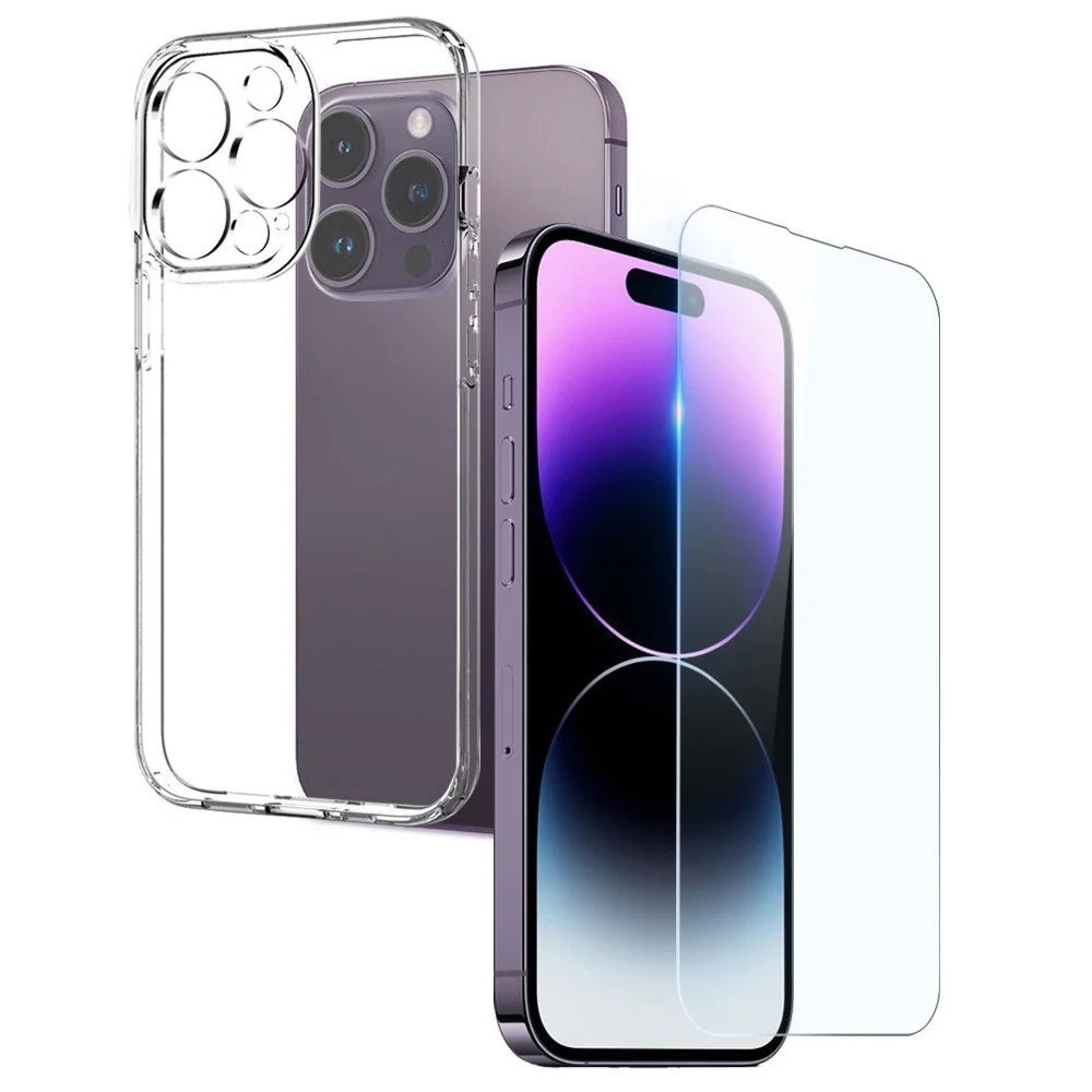 NORTHJO iPhone 14 Pro Max 2-i-1 Sett Fleksibelt Plast Deksel med Herde v:3842482 NORTHJO iPhone 14 Pro Max 2-i-1 Sett Fleksibelt Plast Deksel med Herde v:3842482