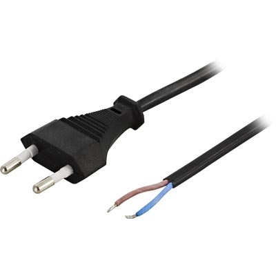 DELTACO apparatkabel, ojordad, CEE 7/16 öppen ände, 2,5 A / 250 V, 2 v:2693911