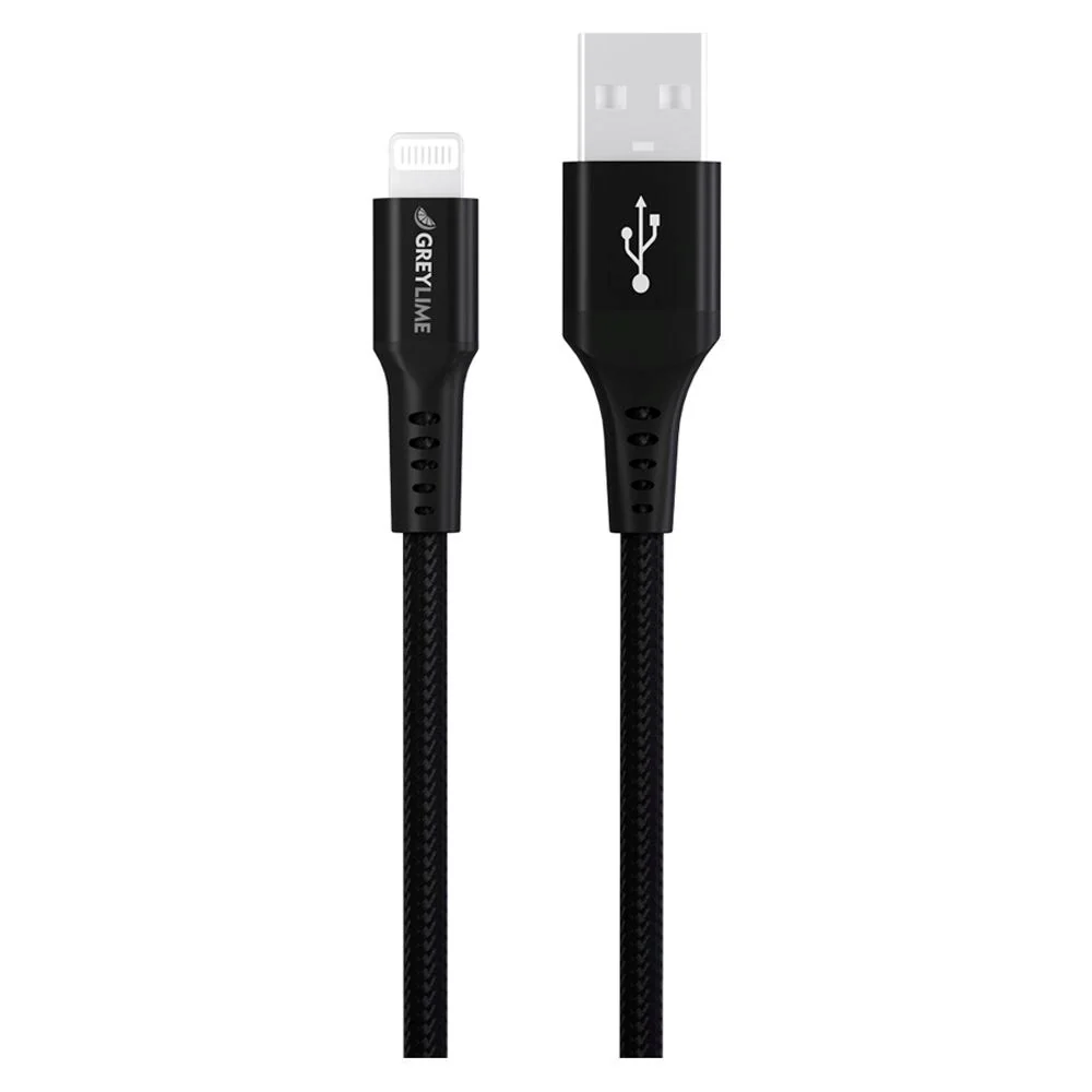 GreyLime 12W Flettet USB-A til Lightning Kabel 3 meter – Svart v:7659160 GreyLime 12W Flettet USB-A til Lightning Kabel 3 meter – Svart v:7659160