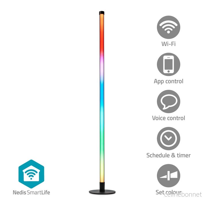 Nedis SmartLife humørlys | Wi-Fi | Tube | 180 lm | RGBIC / Varm til avkjølt hvitt | 2700 – 6500 | 10 W | Metall / Silikon | 1 stk v:7201059