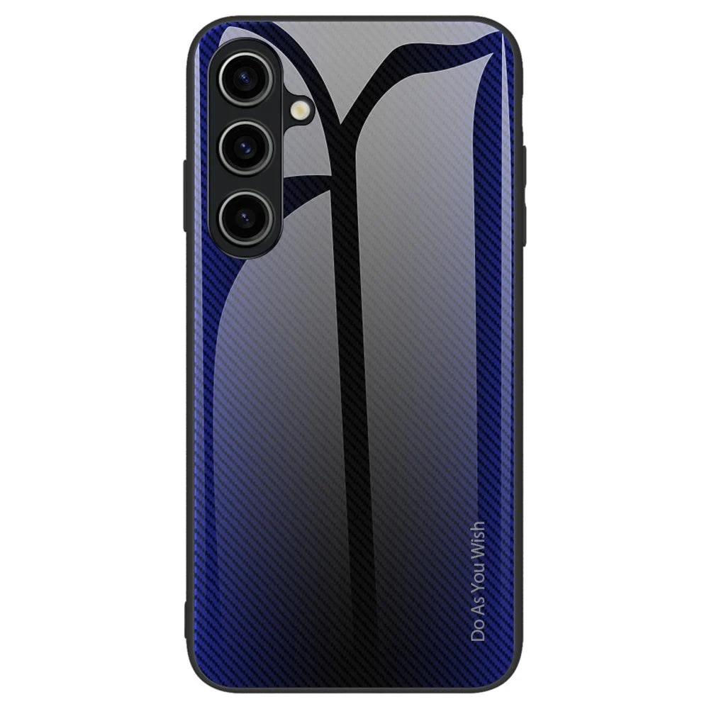 Samsung Galaxy A55 (5G) Deksel m. Glassbakside - Blå / Svart v:6234378