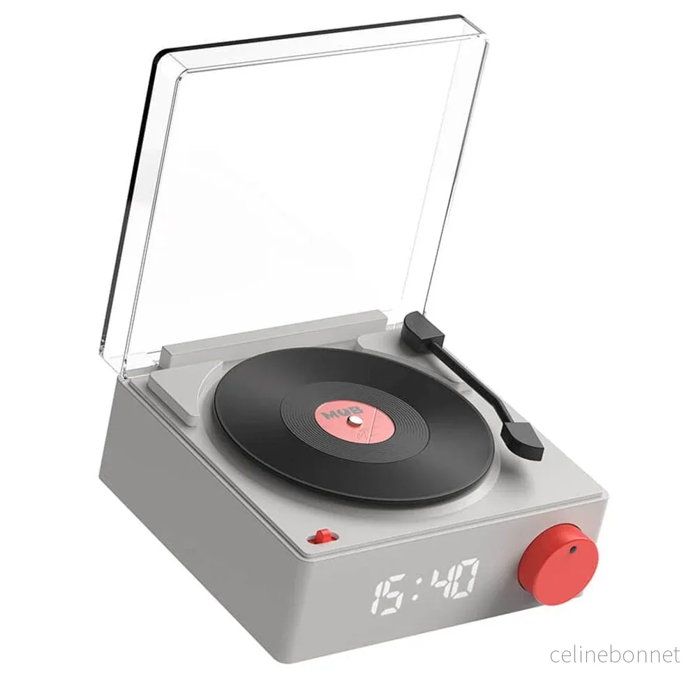 MOB – Trådløs Bluetooth Høyttaler m. Alarmklokke – Vinyl Retro – Grå v:1275379 MOB – Trådløs Bluetooth Høyttaler m. Alarmklokke – Vinyl Retro – Grå v:1275379