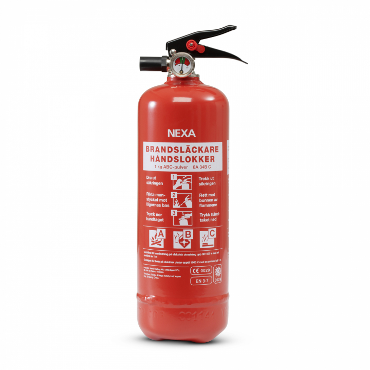 Nexa Fire & Safety Brannslukningsapparat Rød 1 kg 8A v:1647645 Nexa Fire & Safety Brannslukningsapparat Rød 1 kg 8A v:1647645