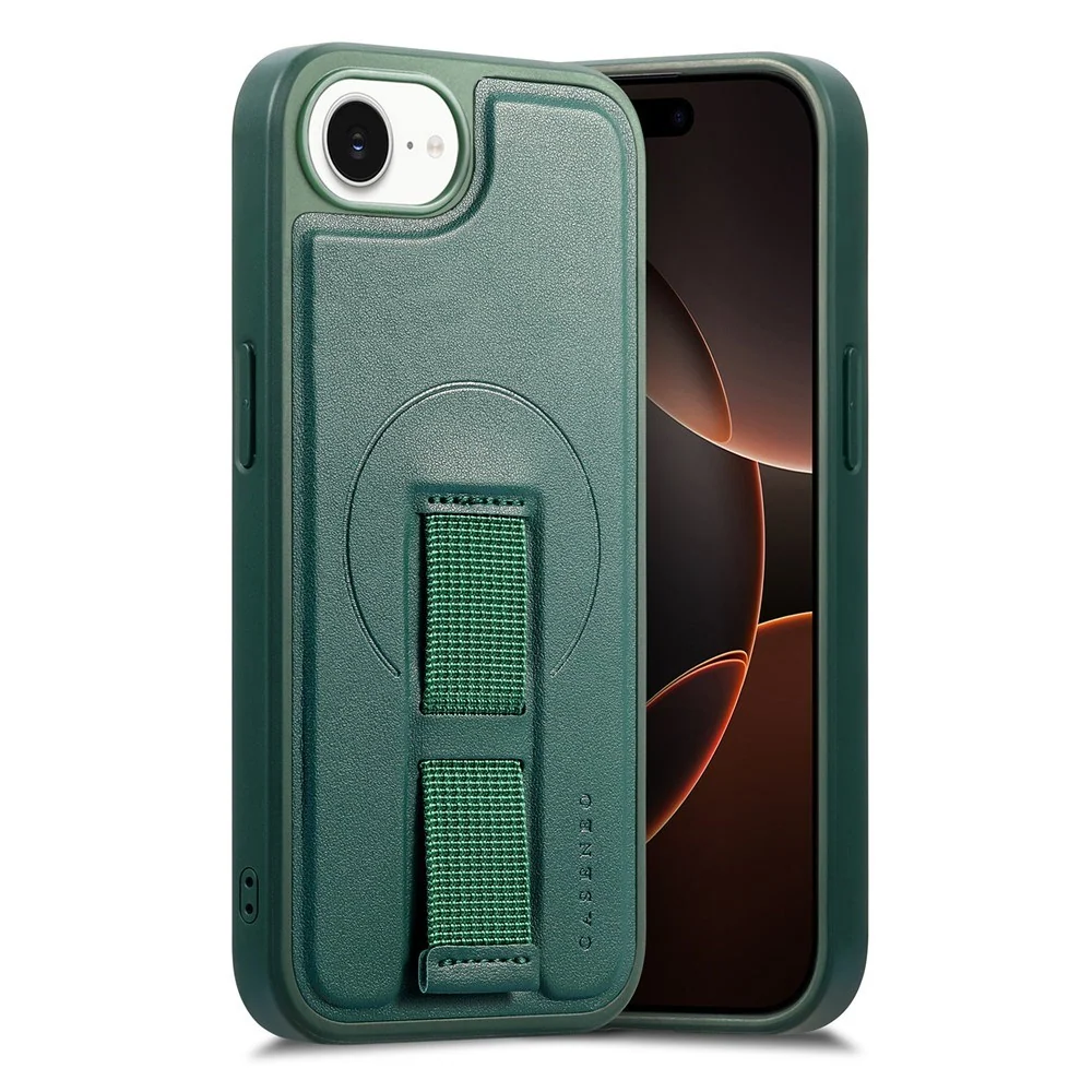 iPhone 17e / 16e Hard Plast Deksel m. Kunstskinn Bakside & Fingerrem – v:5602989 iPhone 17e / 16e Hard Plast Deksel m. Kunstskinn Bakside & Fingerrem – v:5602989