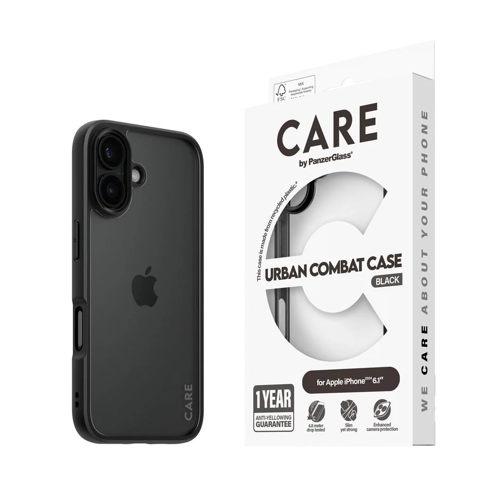 CARE by PanzerGlass iPhone 16 FLAGSHIP Urban Combat-deksel – Transpare v:2391184