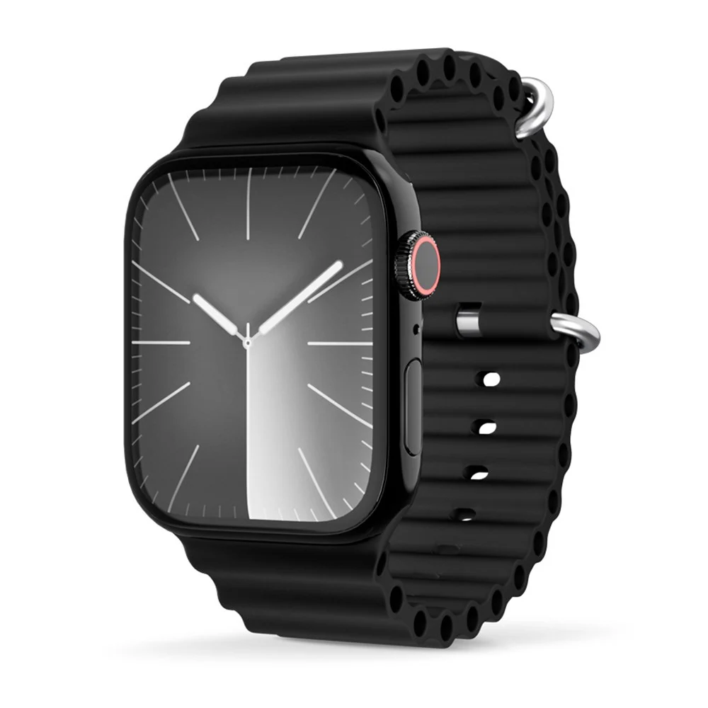 Apple Watch (42/44/SE/45/46/49mm) Epico Ocean Silikon Rem – Svart v:668091 Apple Watch (42/44/SE/45/46/49mm) Epico Ocean Silikon Rem – Svart v:668091