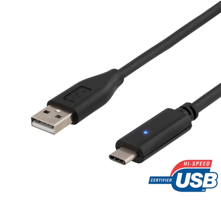 DELTACO USB 2.0-kabel, Type C - Type A hann, 1,5 m, svart v:8007472