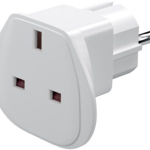 Goobay Reiseadapter UK til EU, hvit UK-kontakt > plugg med jording (type F, CEE 7/7) v:9001518