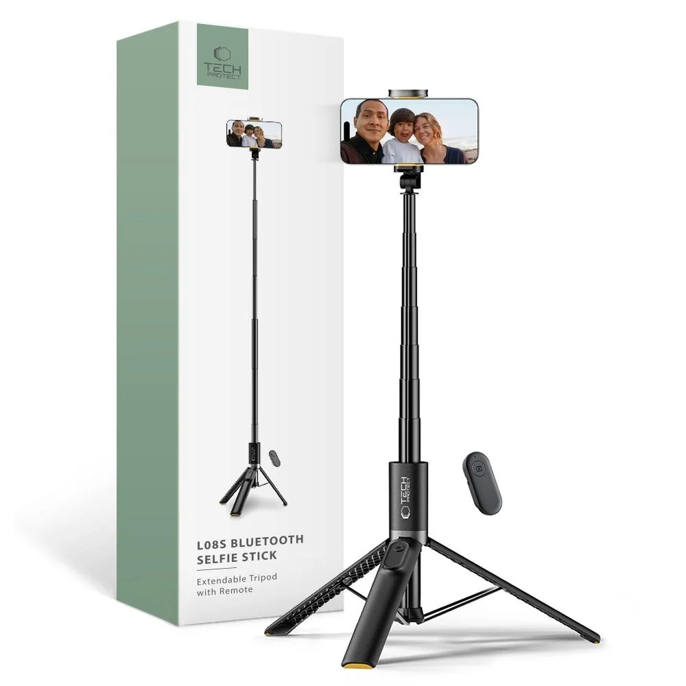 L07S Tech-Protect Selfie Stick m. Tripod Stativ & Bluetooth – Svart v:3124140