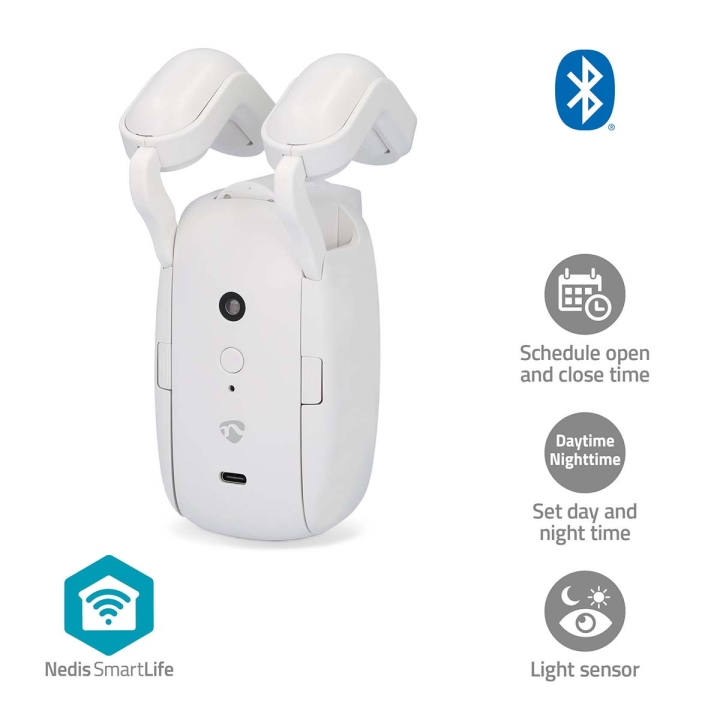 Nedis SmartLife Gardinrobot | Stangskinne | Draper / Gardiner | Batteri drevet / USB-Strøm | Bluetooth® | Hvit v:9393723 Nedis SmartLife Gardinrobot | Stangskinne | Draper / Gardiner | Batteri drevet / USB-Strøm | Bluetooth® | Hvit v:9393723