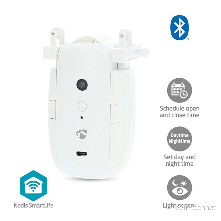 Nedis SmartLife Gardinrobot | I-Skinne / U-Skinne | Draper / Gardiner | Batteri drevet / USB-Strøm | Bluetooth® | Hvit v:6288999