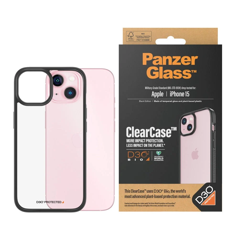 iPhone 15 Deksel PanzerGlass D3O Bio ClearCase – Svart Kant v:7738593 iPhone 15 Deksel PanzerGlass D3O Bio ClearCase – Svart Kant v:7738593