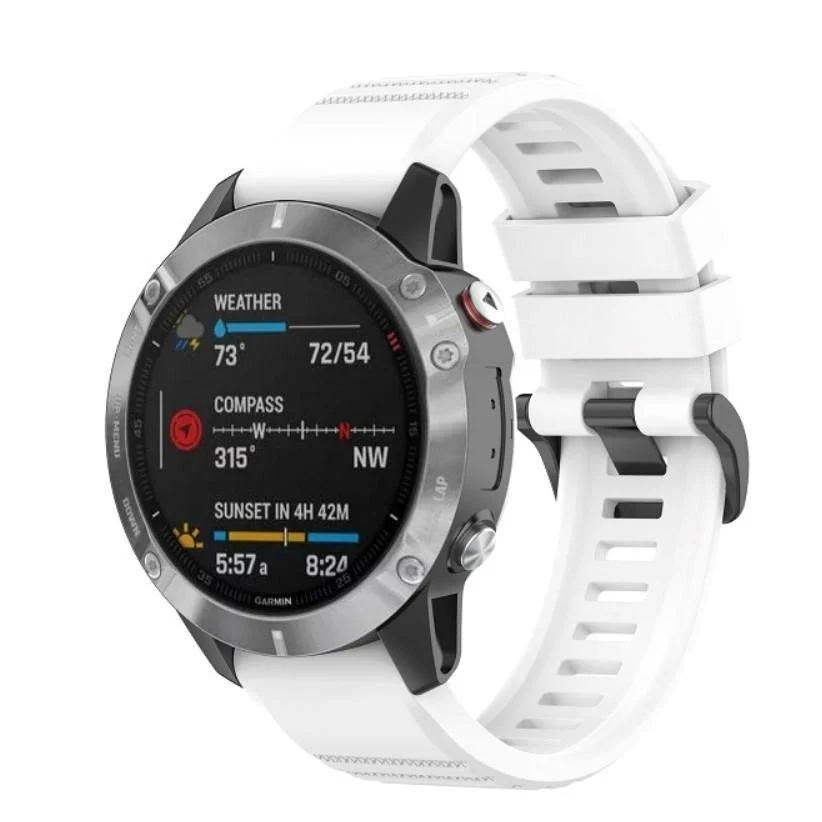 Universal Garmin 22mm QuickFit Rutete Silikon Reim – Hvit v:1847590