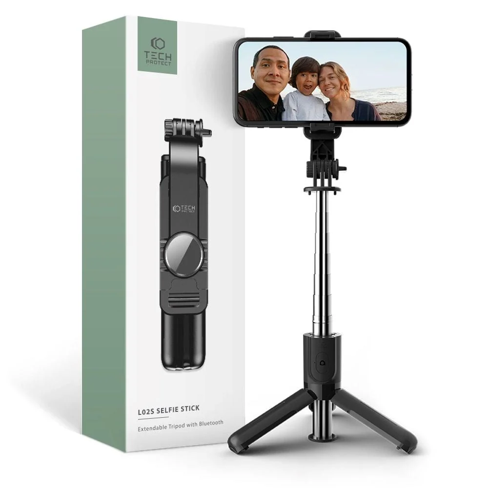 Tech-Protect L02S Selfie Stick med Stativ & Bluetooth – Svart v:1997523