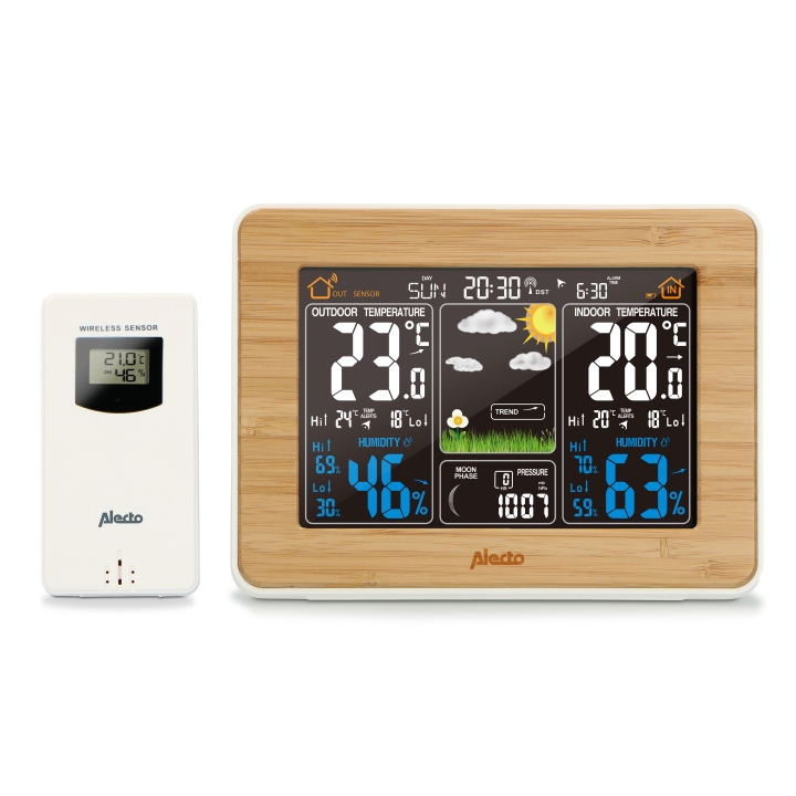 Alecto Værstasjon med trådløs sensor Bamboo v:9989853