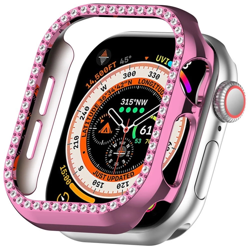 Apple Watch 11 / 10 (46mm) Hard Plast Deksel – Pink / Rhinsten v:9614709