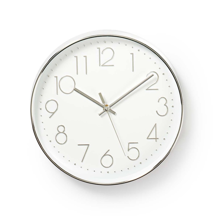 Nedis Veggur | Diameter: 300 mm | Plast | Hvit / Sølv v:3886267
